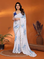 Amazing White Color Chiffon Fabric Casual Saree