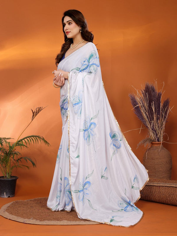 Amazing White Color Chiffon Fabric Casual Saree