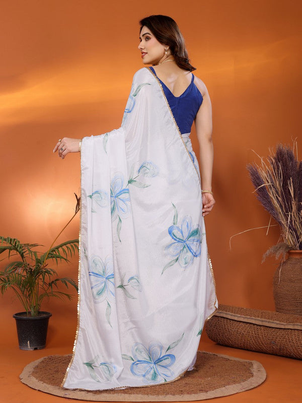 Amazing White Color Chiffon Fabric Casual Saree