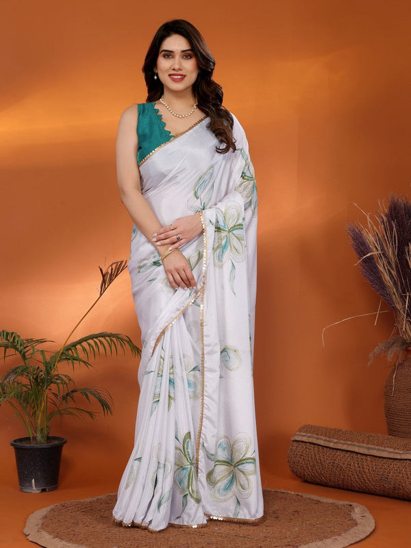 Amazing White Color Chiffon Fabric Casual Saree