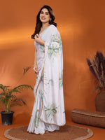 Amazing White Color Chiffon Fabric Casual Saree