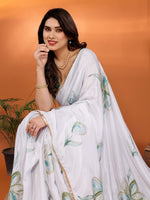 Amazing White Color Chiffon Fabric Casual Saree