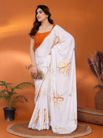Amazing White Color Chiffon Fabric Casual Saree