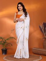Amazing White Color Chiffon Fabric Casual Saree