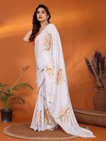 Amazing White Color Chiffon Fabric Casual Saree