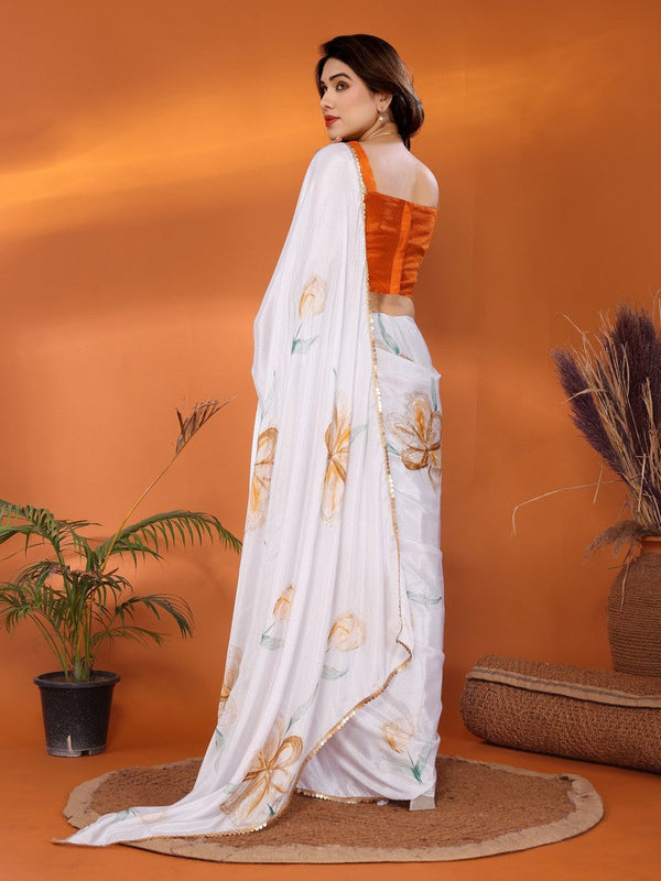 Amazing White Color Chiffon Fabric Casual Saree