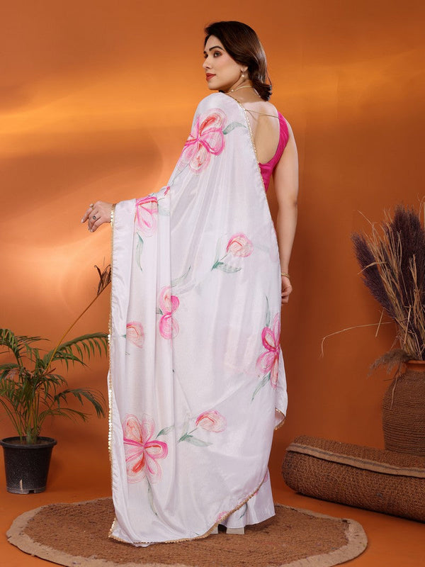 Amazing White Color Chiffon Fabric Casual Saree
