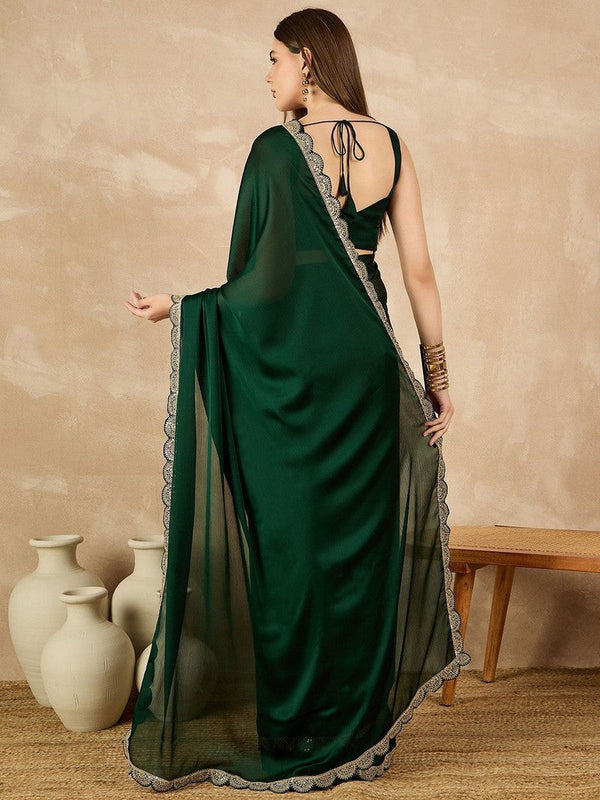 Amazing Green Color Chiffon Fabric Casual Saree