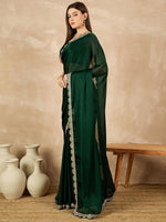 Amazing Green Color Chiffon Fabric Casual Saree