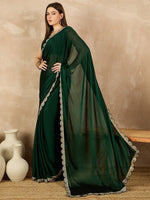 Amazing Green Color Chiffon Fabric Casual Saree