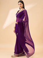Amazing Purple Color Georgette Fabric Casual Saree