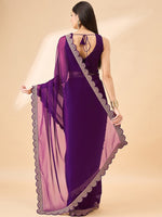 Amazing Purple Color Georgette Fabric Casual Saree