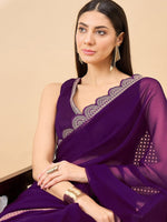 Amazing Purple Color Georgette Fabric Casual Saree