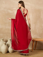 Amazing Red Color Chiffon Fabric Casual Saree