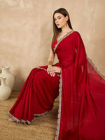 Amazing Red Color Chiffon Fabric Casual Saree