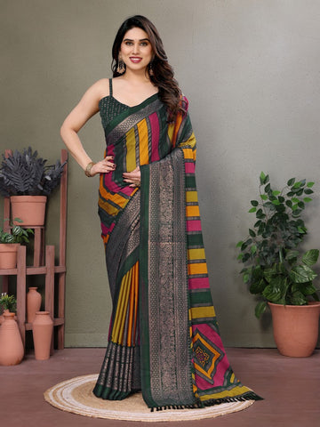 Amazing Multi Color Moss Fabric Casual Saree