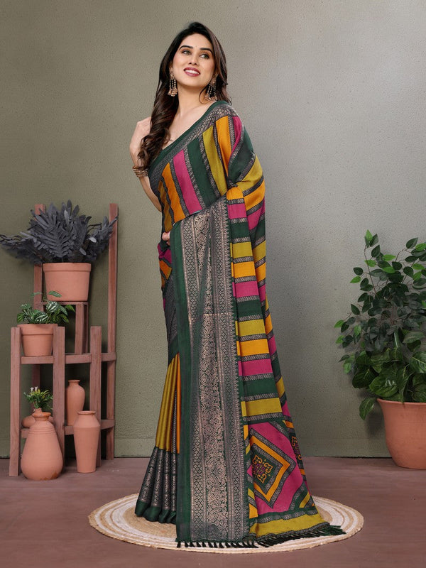 Amazing Multi Color Moss Fabric Casual Saree