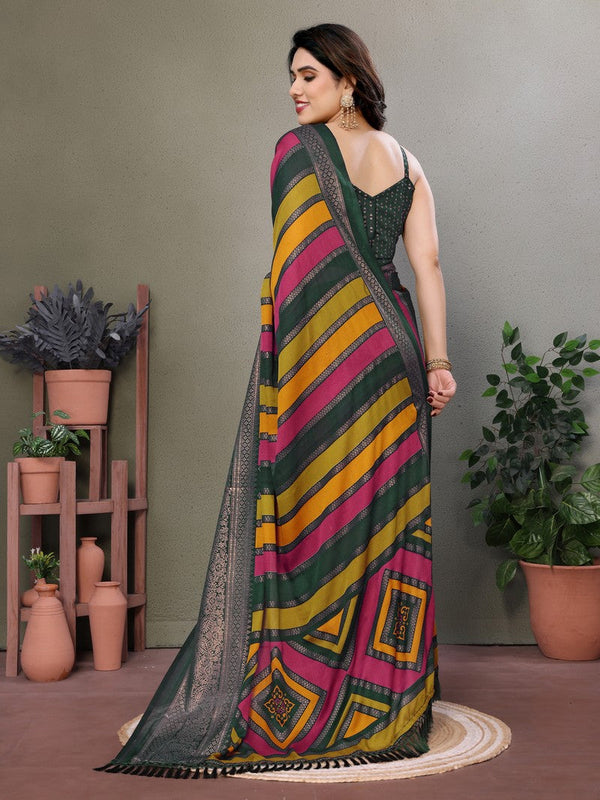 Amazing Multi Color Moss Fabric Casual Saree
