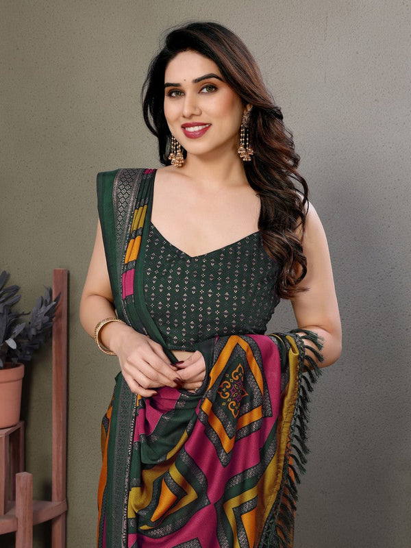 Amazing Multi Color Moss Fabric Casual Saree