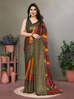 Amazing Multi Color Moss Fabric Casual Saree