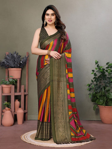 Amazing Multi Color Moss Fabric Casual Saree