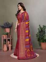 Amazing Maroon Color Moss Fabric Casual Saree