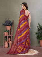 Amazing Maroon Color Moss Fabric Casual Saree