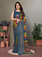 Amazing Teal Color Moss Fabric Casual Saree