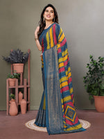 Amazing Teal Color Moss Fabric Casual Saree