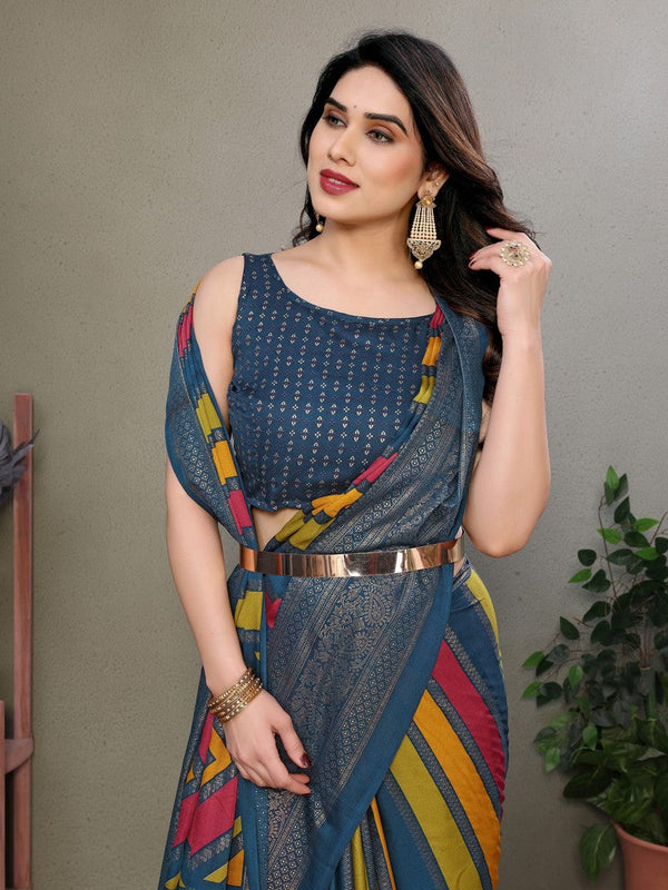 Amazing Teal Color Moss Fabric Casual Saree