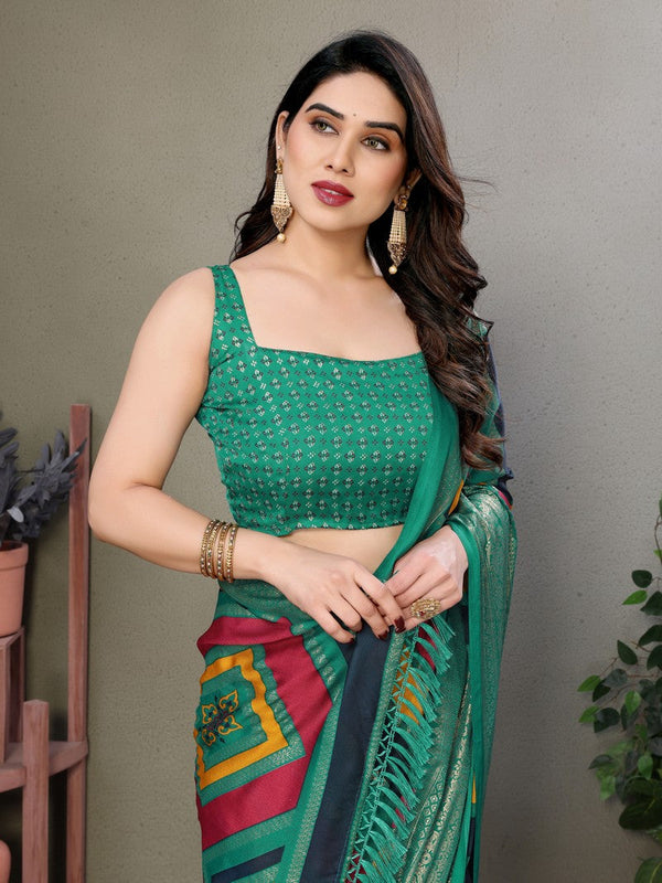 Amazing Green Color Moss Fabric Casual Saree