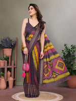 Amazing Purple Color Satin  Fabric Casual Saree