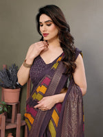 Amazing Purple Color Satin  Fabric Casual Saree