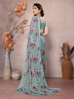 Amazing Green Color Satin  Fabric Casual Saree