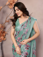 Amazing Green Color Satin  Fabric Casual Saree