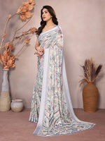 Amazing Grey Color Satin  Fabric Casual Saree