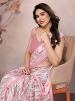 Amazing Pink Color Satin  Fabric Casual Saree