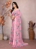 Amazing Pink Color Satin  Fabric Casual Saree