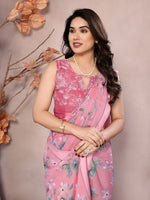 Amazing Pink Color Satin  Fabric Casual Saree
