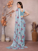 Amazing Aqua Color Satin  Fabric Casual Saree