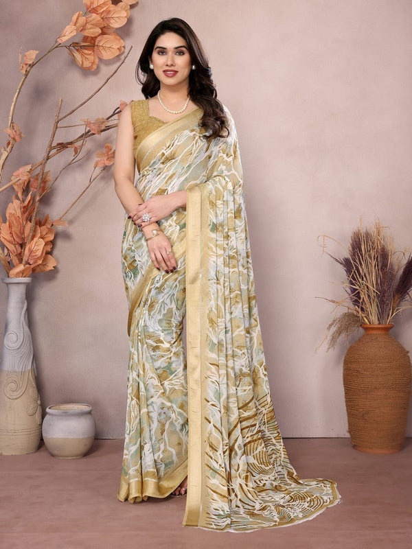 Amazing Beige Color Khadi Fabric Casual Saree