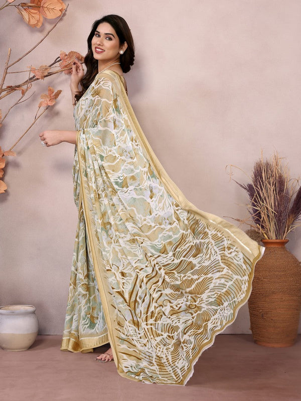 Amazing Beige Color Khadi Fabric Casual Saree