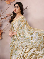 Amazing Beige Color Khadi Fabric Casual Saree
