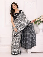 Amazing Black Color Khadi Fabric Casual Saree