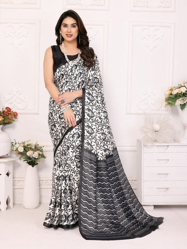 Amazing Black Color Khadi Fabric Casual Saree