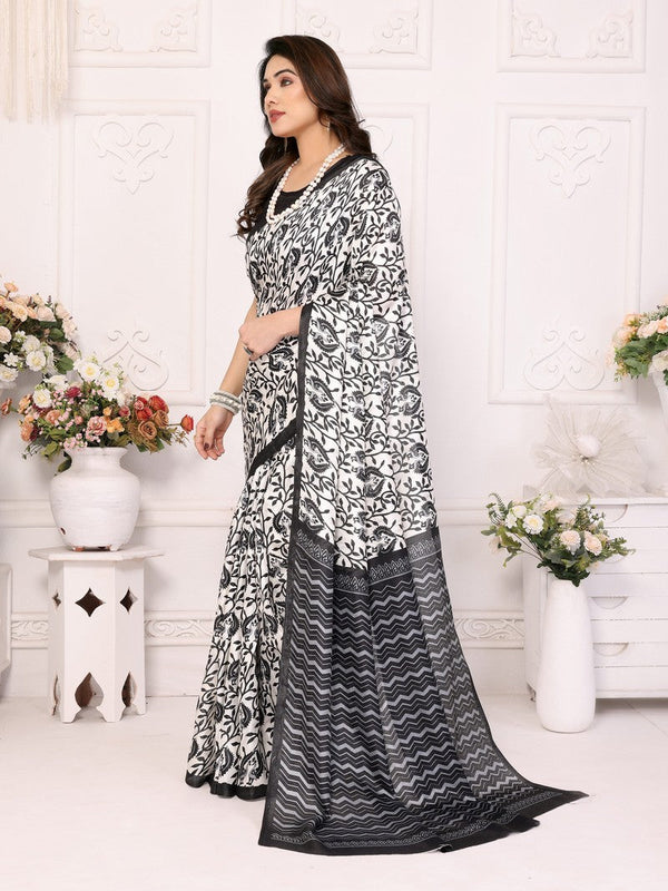 Amazing Black Color Khadi Fabric Casual Saree