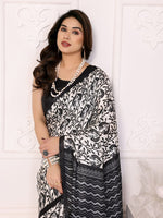 Amazing Black Color Khadi Fabric Casual Saree