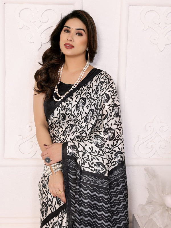 Amazing Black Color Khadi Fabric Casual Saree