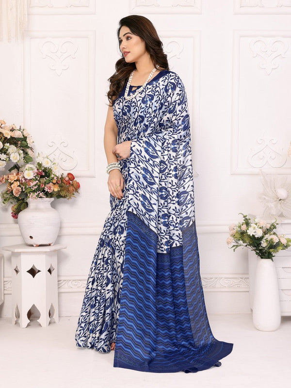 Amazing Blue Color Khadi Fabric Casual Saree