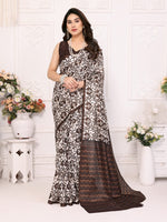 Amazing Brown Color Khadi Fabric Casual Saree